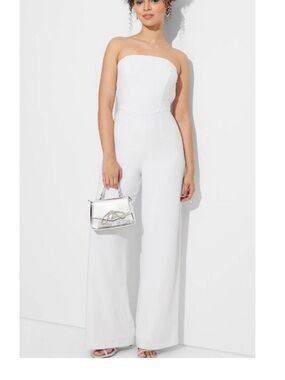 wild fable White Strapless Wide-Leg Jumpsuit